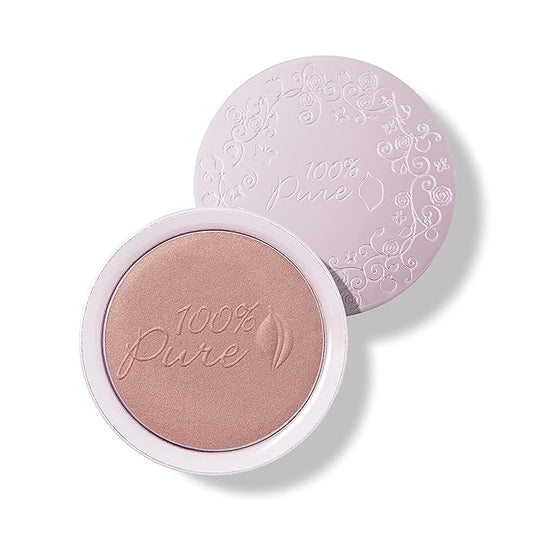 100% PURE Powder Blush (Fruit Pigmented), Peach, Soft Shimmery Finish, Nourishes Skin w/Rosehip Oil, Cocoa Butter, Natural Makeup (Neutral Peach w/Bronze) - 1.81 oz