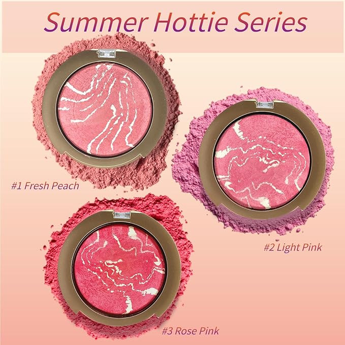 Baked Blush Powder, Natural Glow Blush Palette for Cheeks, Contour Brighten Highlight Face for a Shimmery or Matte Finish, Lightweight Blendable, Long Lasting Face Makeup #01