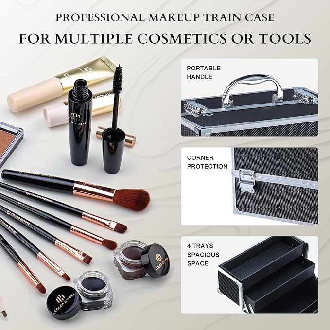 Color Nymph Makeup Sets for Teens Girls Women, Professional Makeup Kits All In One Makeup Set Storage Train Case, Beginner Full Cosmetics Kit with Eyeshadow Blush Lipstick Lipgloss Mascara etc Black