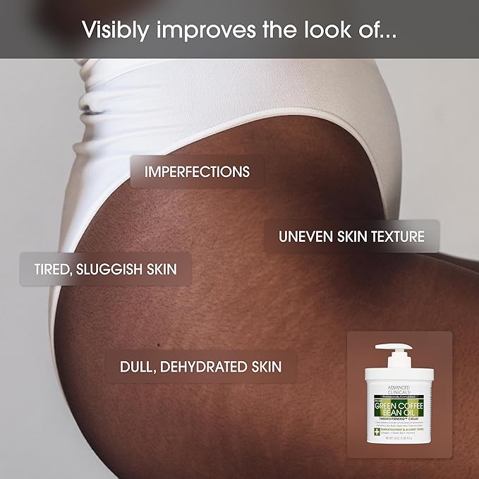 Advanced Clinicals Thermo Firming Green Coffee Bean Moisturizer Body Cream | Anti Cellulite Caffeine Firming Lotion For Legs, Arms, & Body | Skin Care Products | Aging Skin Tightening Cream, 2-Pack