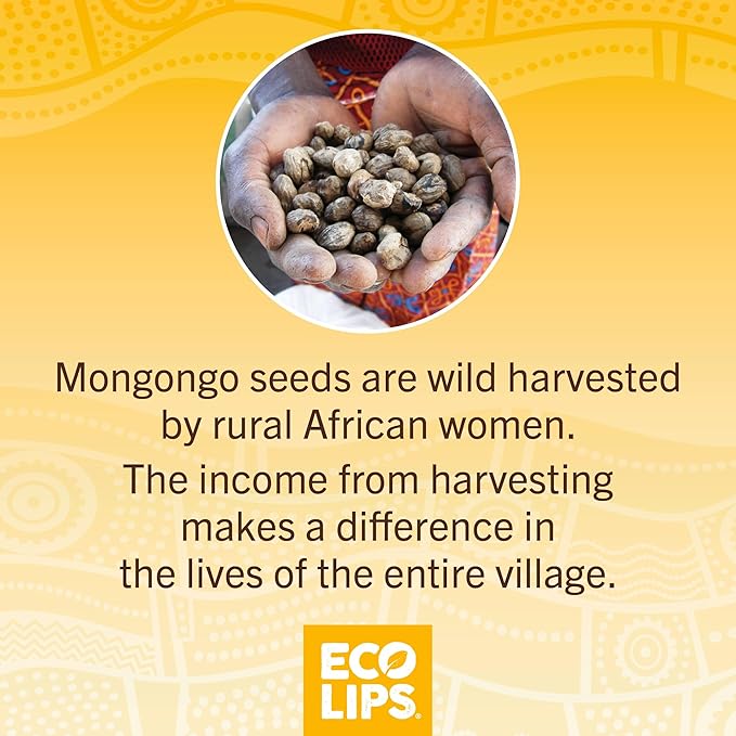 LIP BALM Mongo Kiss 6-Pack (6 tubes) by Eco Lips 100% Organic Beeswax & Cocoa Butter Lip Care with Organic Mongongo Oil - Soothe & Moisturize Dry & Cracked Lips - Made in USA. (Peppermint)