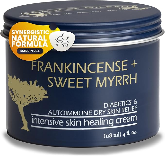 BALM OF GILEAD Foot Healing Cream – Frankincense & Sweet Myrrh Moisturizer for Sensitive Skin - Relieving Foot Therapy & Diabetic Skin Healing - Deeply Nourishing & Synergistic Cream