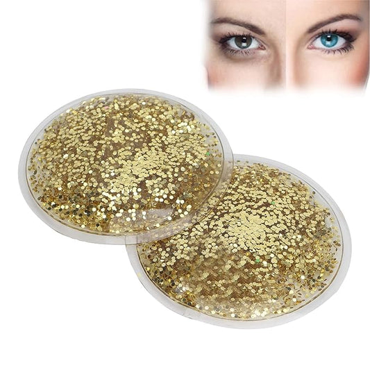 Gel Eye Pack, Hot Cold Compress Eye Gel Ice Packs Reusable Cooling Eye Cover for Dark Circles Puffiness Cold Eye Girl Women(Gold)