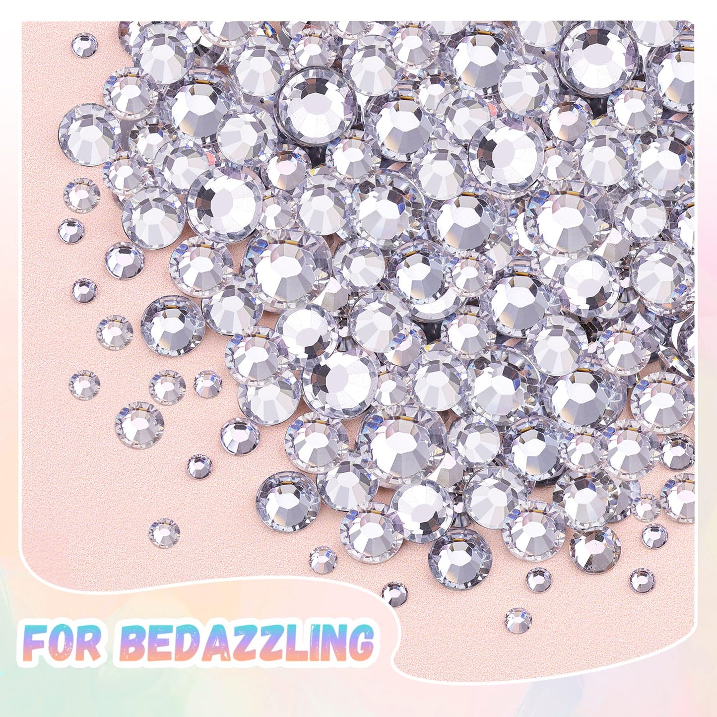 25000Pcs Resin Jelly Rhinestones with Tweezers for Crafting, 2-6mm Mixed Sizes (Clear) Non Hotfix Flatback Gems, Bedazzling Crystal for DIY Crafts Clothing Tumblers Mugs Shoes Decor Nail Art