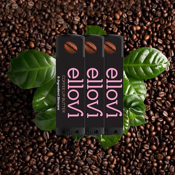 Natural Lip Butter Lip Balm - Coffee - Pure Enough to Eat - Made With Just 6 Vegan Ingredients - 100% Natural & Organic Moisturizing Lip Care for All Day Hydration (3-Pack)