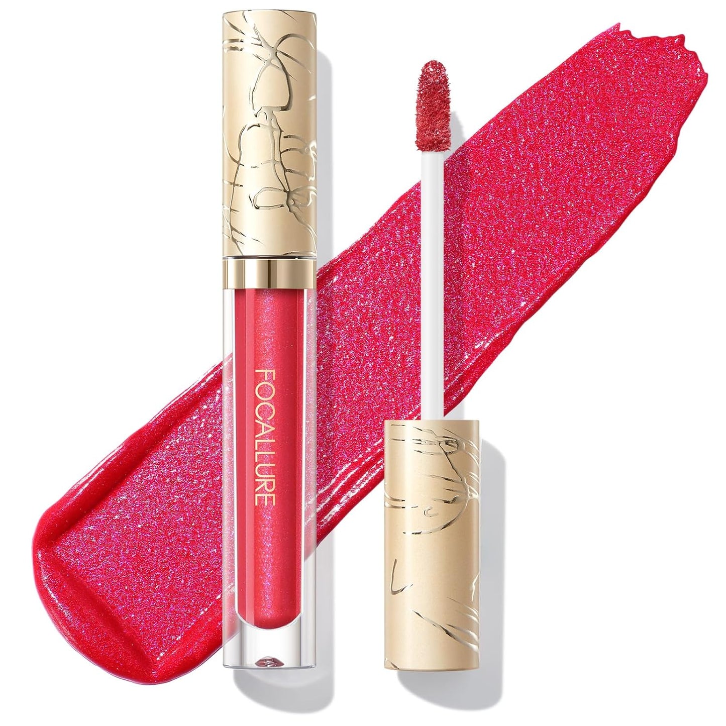 FOCALLURE Metallic Liquid Lipstick,Non Stick Cup Lip Gloss,High Impact Lip Color with Transfer-proof Wear,Long Lasting & Waterproof Lipstick Makeup for Women,RD05 CHERRY BERRY