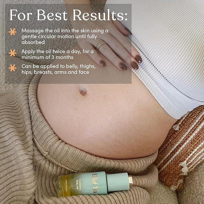 Belly Oil for Pregnancy Stretch Marks & Maternity Scars - Quick dry Formula with Squalene and Vitamin C Hydrates Face & Body, Pregnancy + Postpartum Skincare, Fragrance Free | 1.7 fl. oz.