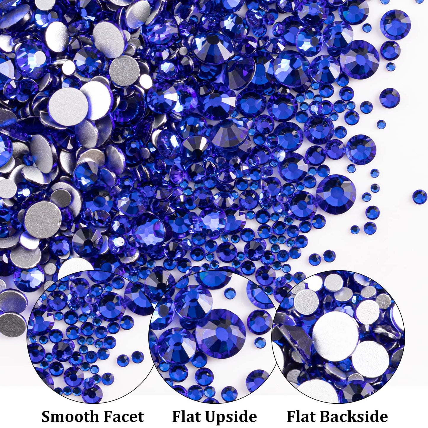 Two Packs of Flatback Rhinestones 4520 Pcs Colorful Nail Art Rhinestones Flatback Crystal Colorful+Royal Blue Rhinestone with Picker Pencil and Tweezer for Nail Art and Decoration