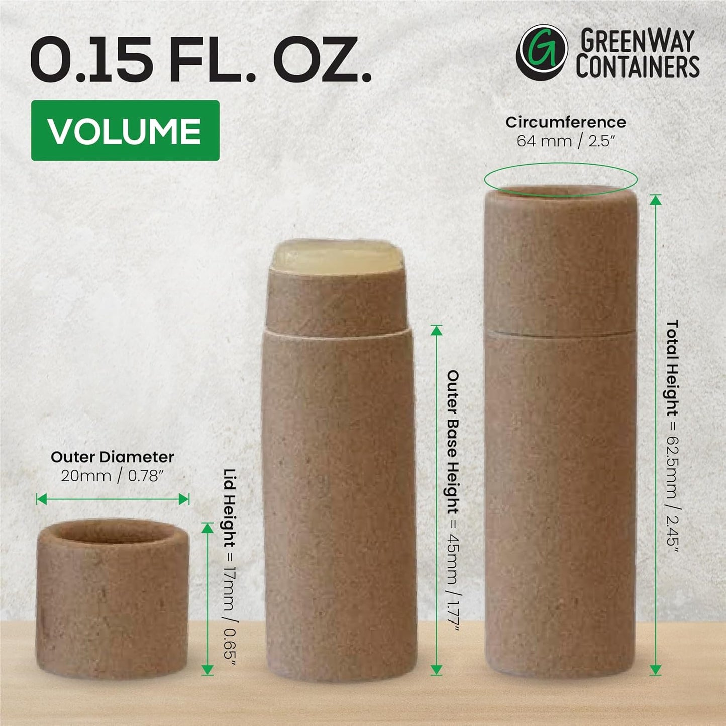GreenWay 0.15oz / 4.25g Kraft Paperboard Lip Balm Tubes with Lids - 25 Pack Lip Gloss Tubes Refillable DIY Cosmetic Containers – Extra Thick Push-Up Bottom Lip Balm Containers - Black