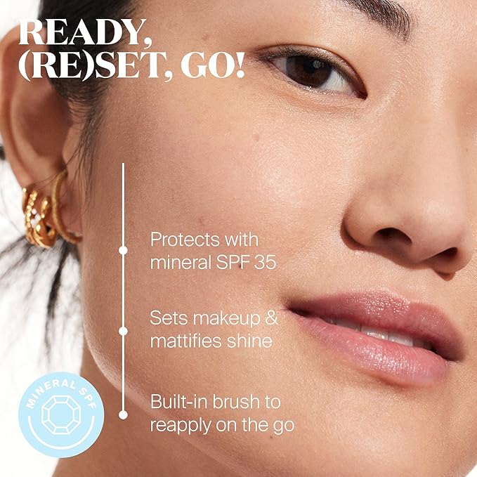 Supergoop! (Re) setting 100% Mineral Powder, Medium - 0.15 oz - Makeup Setting Powder + Broad Spectrum SPF 35 PA+++ Sunscreen - With Ceramides, Olive Glycerides & Coated Silica Spheres