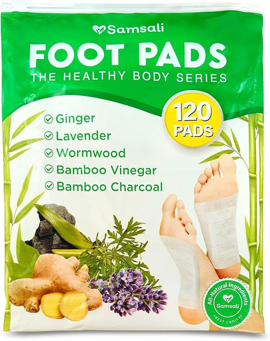 Ginger Foot Pads for Pain Relief: 120-Pack Natural Bamboo Vinegar Bamboo Charcoal Wormwood Lavender Ingredients Foot Patches - Comfort for Stress Relief Relaxation - Ideal for Adults Elderly