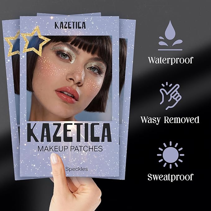 Glitter Freckles Face Tattoo, 10 Pcs Silver Face Glitter Freckles for Women, Festival Outfits for Women Rave Accessories Fake Tattoos, Sparkle Makeup Patches, Waterproof Speckles Patches,Mini Makeup