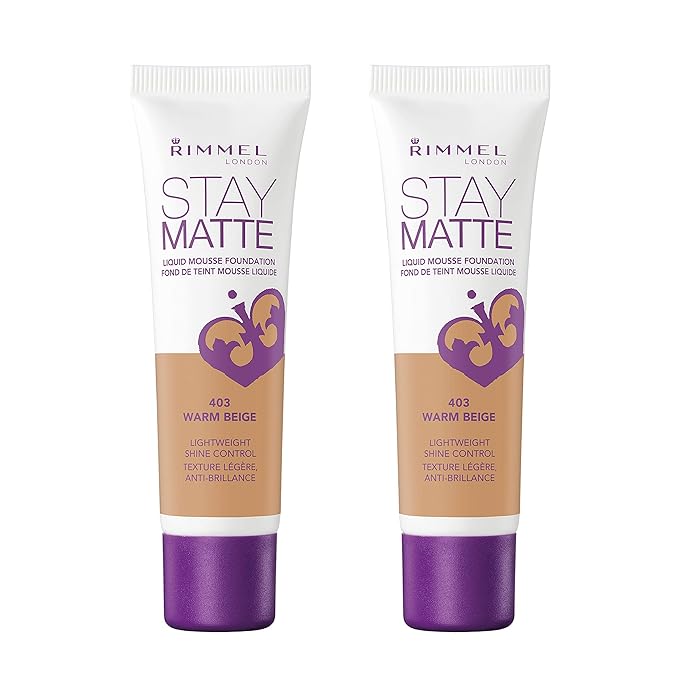 Rimmel Stay Matte Liquid Foundation, Warm Beige, 1 Fl Oz, Pack of 2