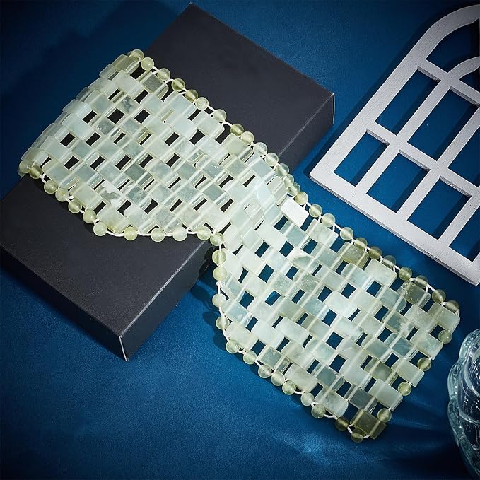 Jade Eye Mask, Eye Mask for Relaxation, Reusable Jade Eye Mask Hot or Cold Using Jade Mask Eyes Sleeping Mask for Alleviate Puffiness Face Massage Relax Eyes Meditation Beauty