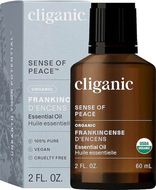Cliganic Organic Frankincense Essential Oil - 100% Pure Natural for Aromatherapy Diffuser | Non-GMO Verified (Packaging May Vary)