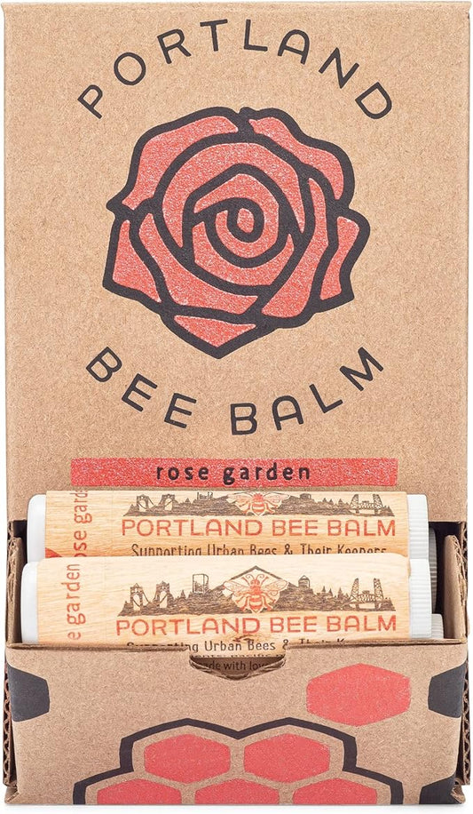 Portland Bee Balm All Natural Handmade Beeswax Based Lip Balm, Rose Garden 24 Count
