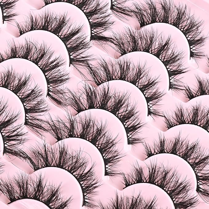 FARRED Cat Eye Lashes Short Natural Eyelashes 15mm Fluffy Wispy Strip Eyelash 14 Pairs Cute Natural Fake Lashes Packs Small Full Pestañas Set (F10 | 9-15mm)