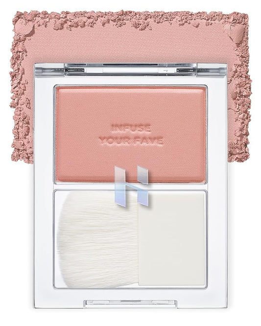 HOLIKA HOLIKA Infusing Blush with Brush - Lightweight, Smooth, Blendable Cheek Blusher, Sebum-Control, Natural Pore Coverage, Built-In Brush, Long-Lasting Pigment for Romantic Mood (07 SIENNA)