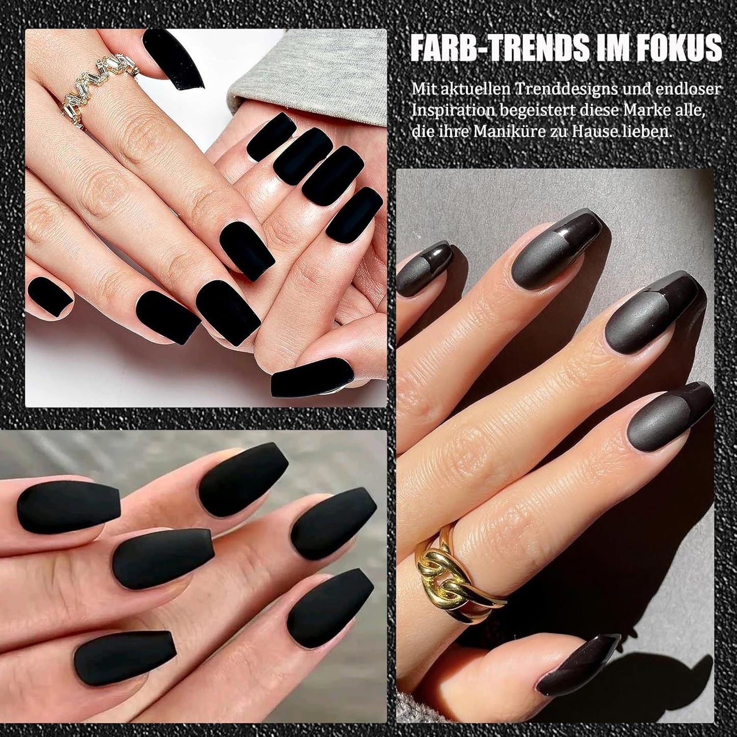 Matte Black Nail Polish - Matte Finish Black Fingernail Polish - Fast Drying Nail Varnish Mist Effect - Silky Velvet Nail Lacquer For Women Girls Manicure DIY at Home - No Need Bake