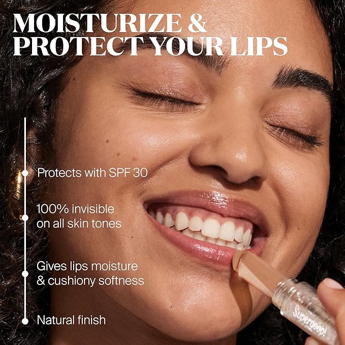 Supergoop! Lipscreen Sheer SPF 30 - Lightweight Clear Lip Balm with Acai Fruit Oil - Hydrates & Protects - Natural Finish - 0.12 oz