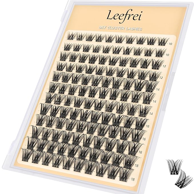 Eyelash Clusters 10-18mm Wispy Lash Clusters D Curl DIY Cluster Lash Extension Kit Individual Lashes Kit With Bond & Seal, Glue Remover, Tweezers(LF01 Lashes Set)