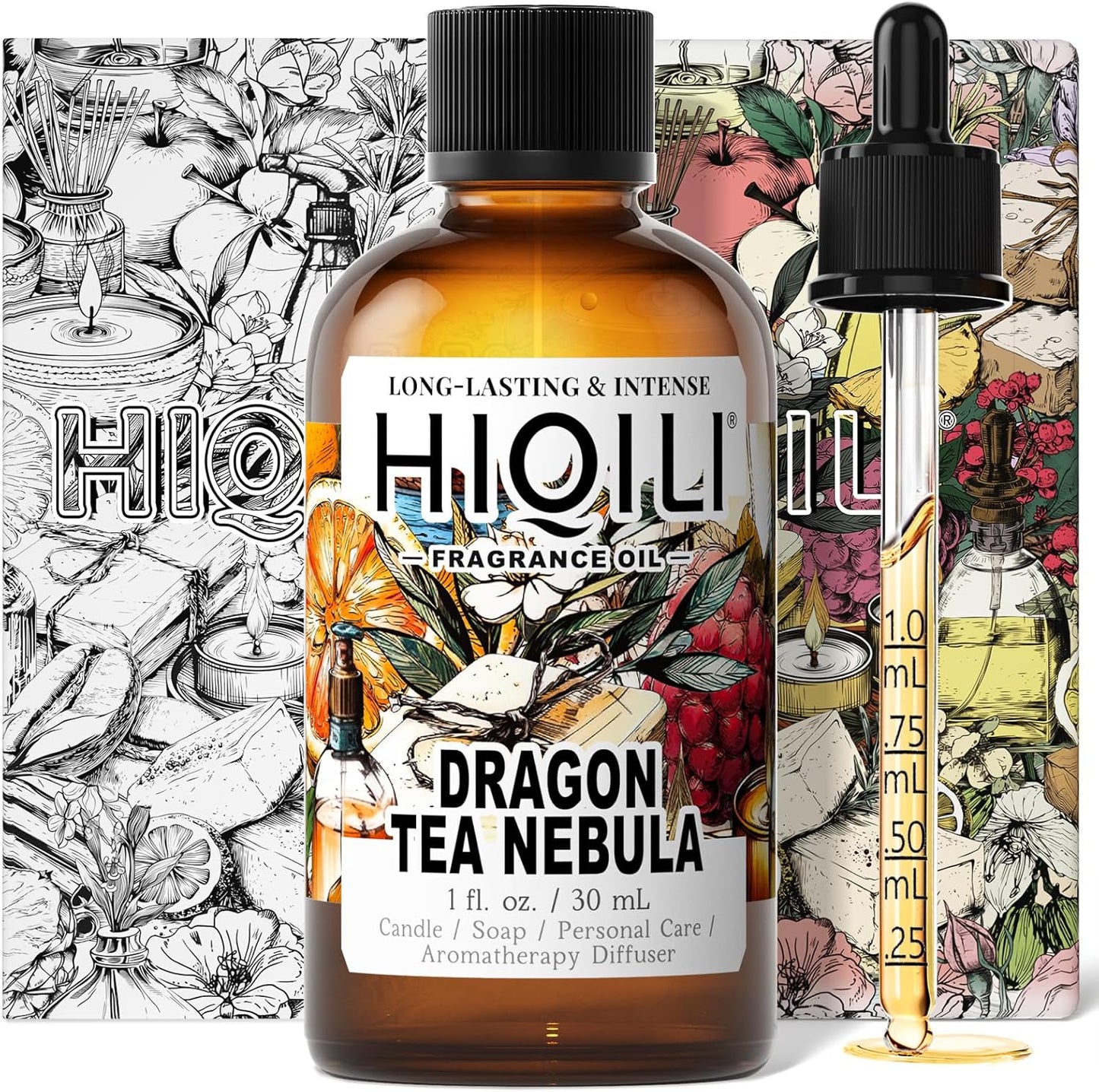 HIQILI Dragon Tea Nebula Fragrance Oil for Candle & Perfume Making, Hotel Scents for Essential Oil Diffuser, Room Spray, Thé Yulong - 1 Fl Oz