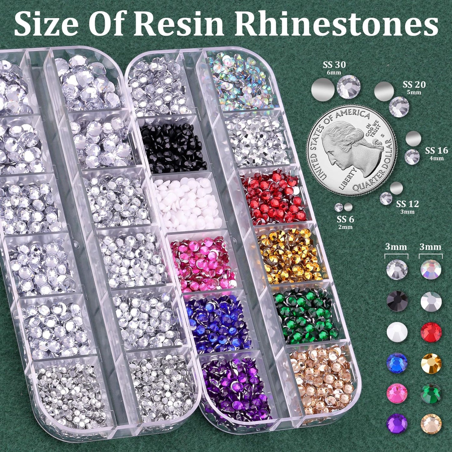 Resin Rhinestones for Crafting with B7000 Jewelry Glue, 2 Boxes Clear+Mix Colors Flatback Crystals with 3Pcs 10ml Glue for Bedazzling Crafts DIY Nail Art Makeup, Gems for Clothing Shoes