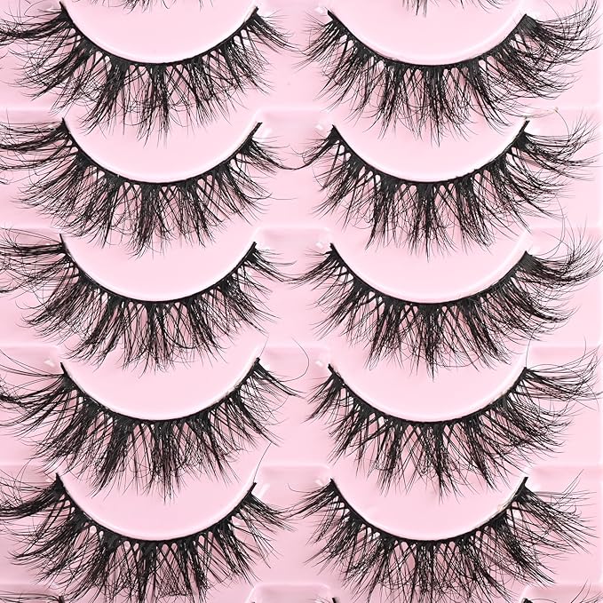 FARRED Cat Eye Lashes Short Natural Eyelashes 15mm Fluffy Wispy Strip Eyelash 14 Pairs Cute Natural Fake Lashes Packs Small Full Pestañas Set (F10 | 9-15mm)