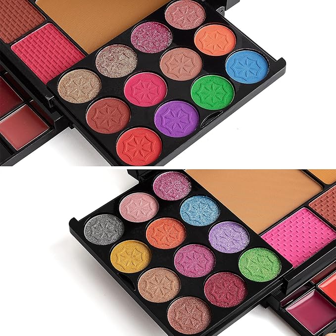 All in One Makeup Kit - 36 Eyeshadow Palette, 28 Lip Gloss, 4 Concealer, 3 Blusher, 1 Highlight & Contour, Bronzer, Glitter Cream, 1 Brush - Face Eye Make Up Set Gift for Beginners And Pros