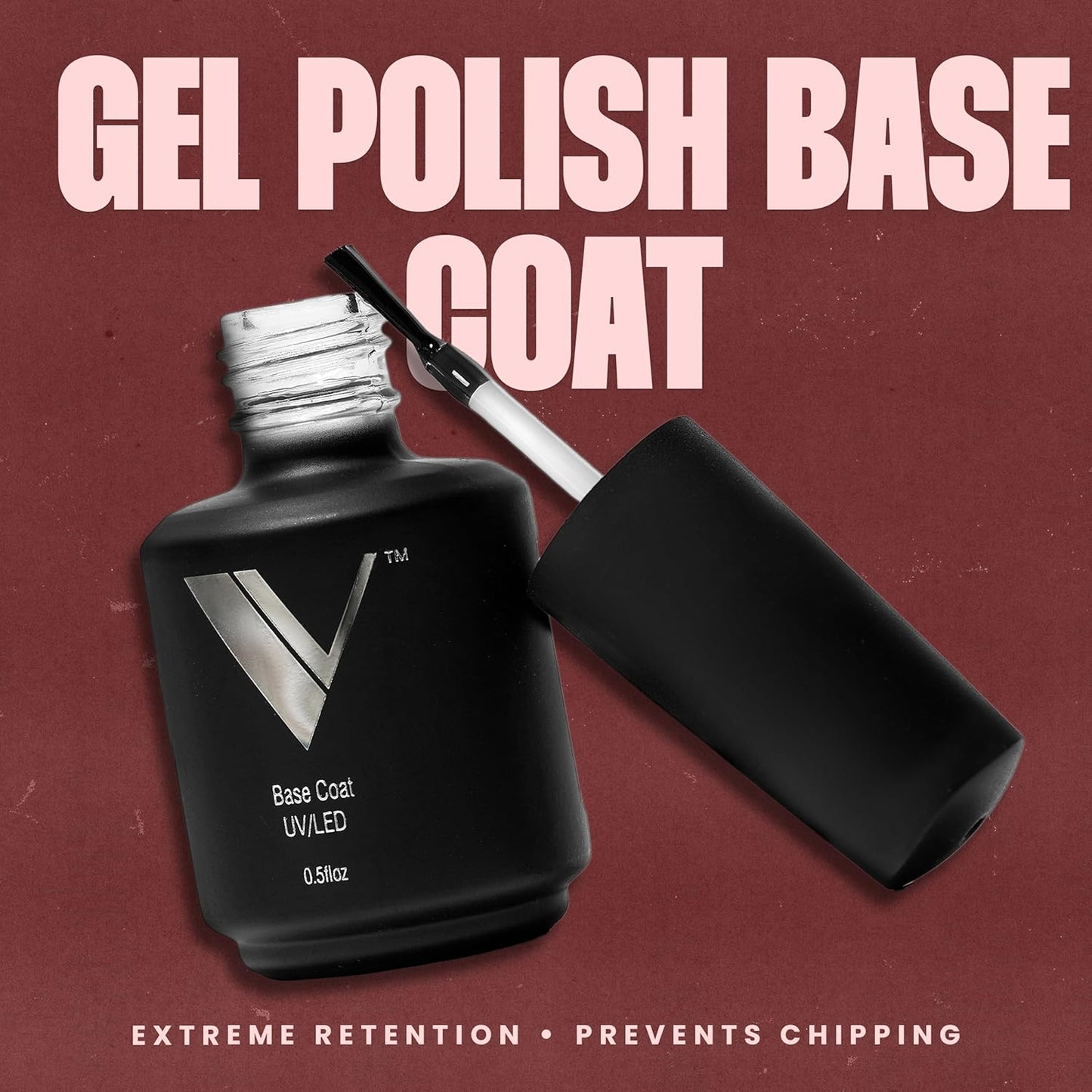 V Beauty Pure Gel Base Coat - Long-Lasting Base Gel Polish for Strong Adhesion, Chip-Free Wear & Smooth Application, Protects Natural Nails, Works with Any Nail Polish