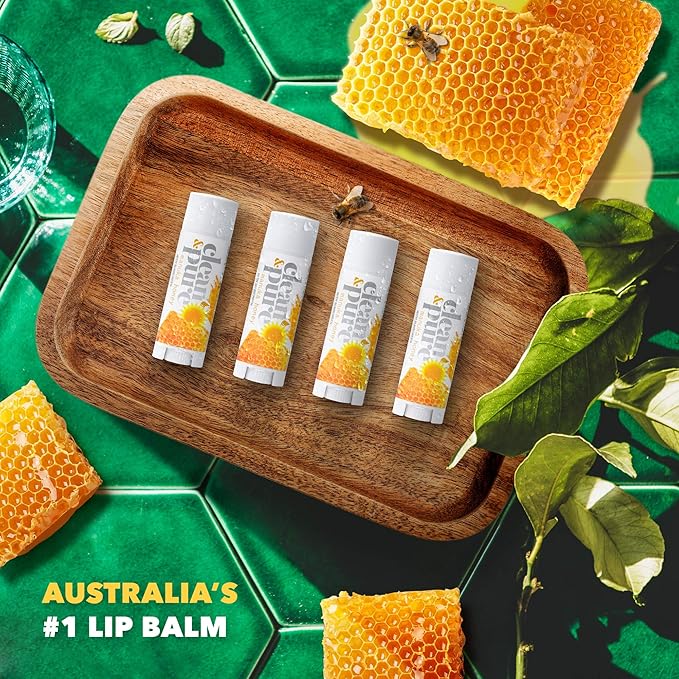 Lip Balm 3-Pack (Manuka Honey with Sunscreen) | Lip Care Set With 100% All Natural Beeswax | Vitamin E Oil | Flavored Lip Balm for Dry, Chapped Lips | Made in Australia