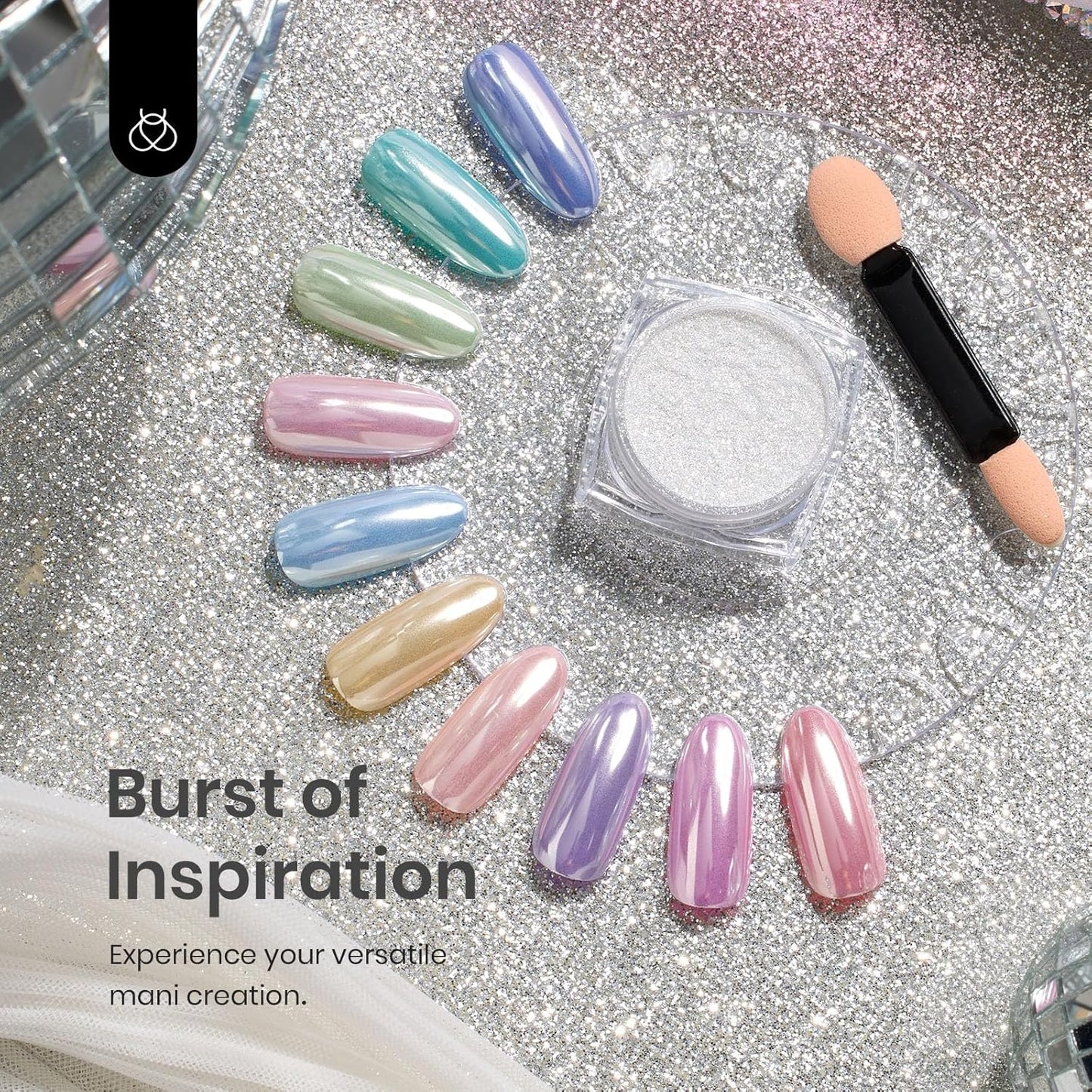Beetles Silver Aurora Chrome Nail Powder Pearl Mirror Effect 1g Chrome Powder for Gel Nail Polish Silver Manicure Crome Nails Glazed Nails Art Design Gift for Women