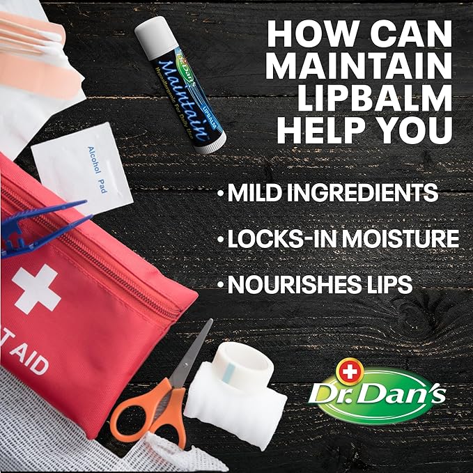 Dr. Dan's Maintain Lip Balm - Perfect for Everyday and Cortibalm aftercare, Mild Ingredients & Beeswax, Vitamin E Enriched for Moisturizing Dry Lips, Ensures Smooth, Soft Feel, 3 Pack