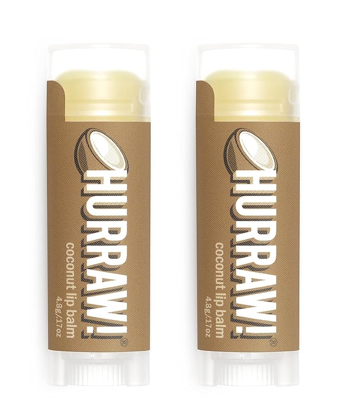Hurraw! Coconut Lip Balm, 2 Pack: Organic, Certified Vegan, Cruelty and Gluten Free. Non-GMO, 100% Natural Ingredients. Bee, Shea, Soy and Palm Free. Made in USA