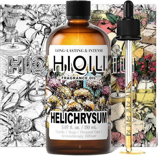 HIQILI Helichrysum Fragrance Oil for Home Diffuser, Floral Scents for Candle, Soap and Perfume Making, Blend to Body Lotion & Moisturizer - 5.07 Fl Oz