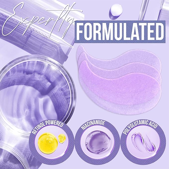 DIAMOND GAZE Under Eye Patches 28 Pairs, Rejuvenate Eye Area, Soothing Hydrate Brighten Skin, Plumps Fine Lines, Hydrogel Eye Mask with Retinol, Niacinamide and Polyglutamic Acid, Eye Gel Pads