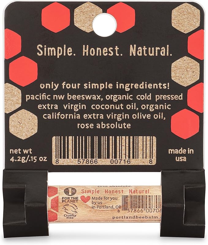 Portland Bee Balm All Natural Handmade Beeswax Based Lip Balm, Rose Garden 1 Count