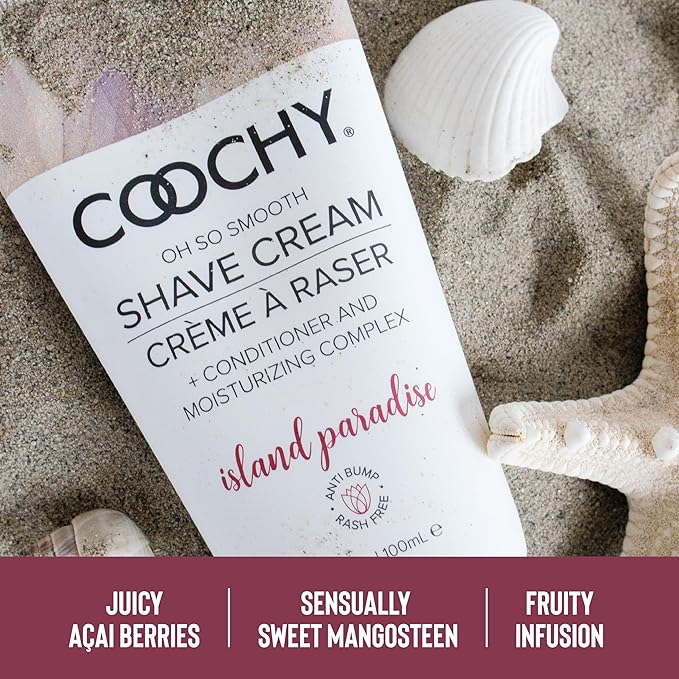 Coochy Intimate Shaving Cream | Shave Conditioner & Moisturizer for Face & Body | Ideal for Sensitive Skin Care, Anti-Bump | Island Paradise, 3.4 oz
