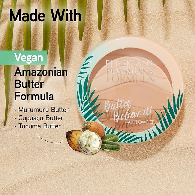 Physicians Formula Murumuru Butter Believe It! Pressed Face Powder, Buildable Coverage with Creamy Finish, Enriched with Amazonian Butters – Creamy Natural