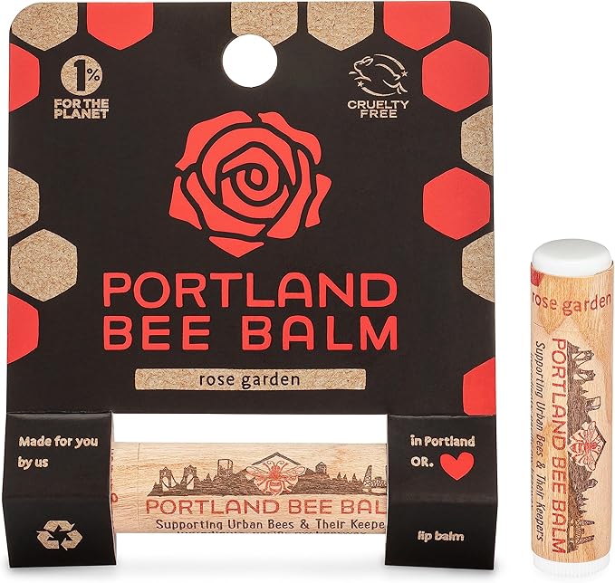 Portland Bee Balm All Natural Handmade Beeswax Based Lip Balm, Rose Garden 1 Count