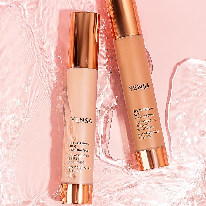 YENSA Super Silk Foundation - Full Coverage, Age-defying complex of Vitamin C, E, Ferulic, and Bakuchiol Oil (Tan 3) 1.0 fl oz