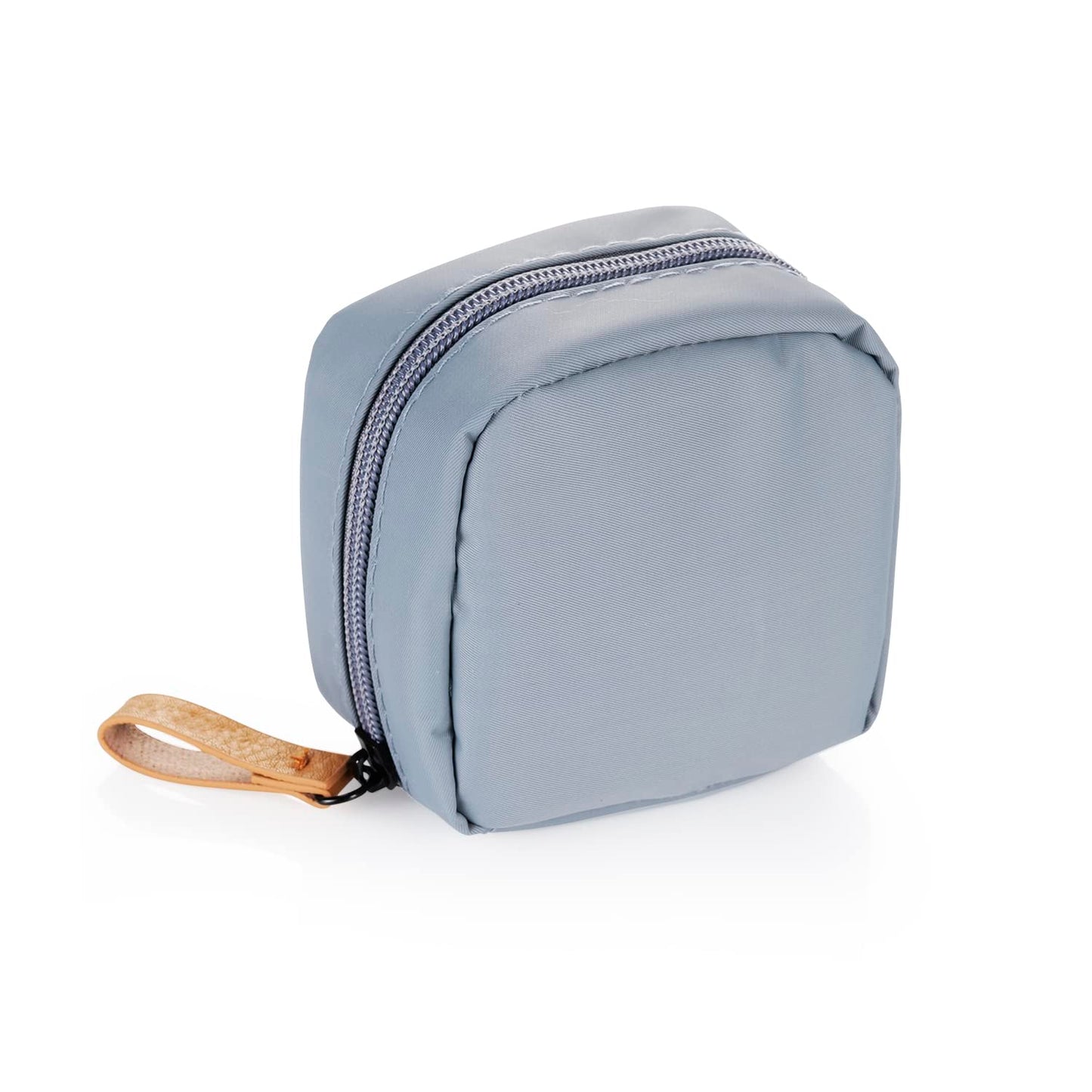 Half Moon Cosmetic Beauty Bag for Purse Travel Handy Makeup Pouch for Women Girls (Grey-Blue)