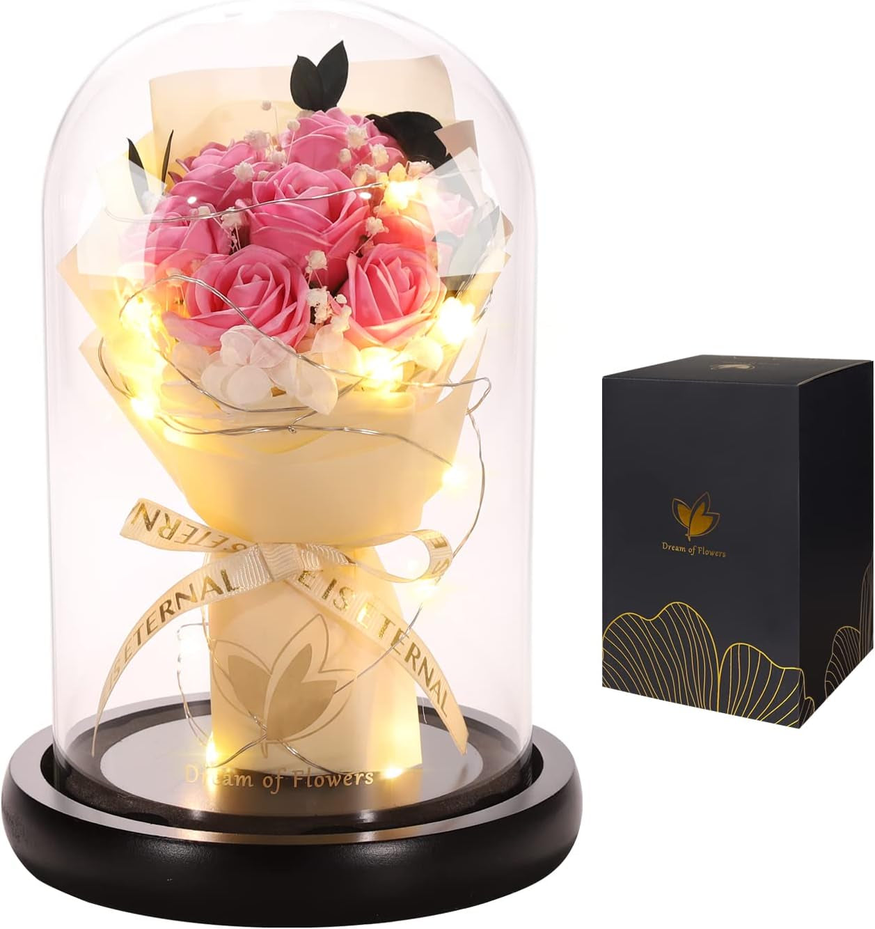 Mothers Flowers Gifts for Mom,Birthday Gifts for Women,Beauty and the Beast Rose,Colorful Rainbow Light up Rose in a Glass Dome Mom,Women,Wife'S,Grandma