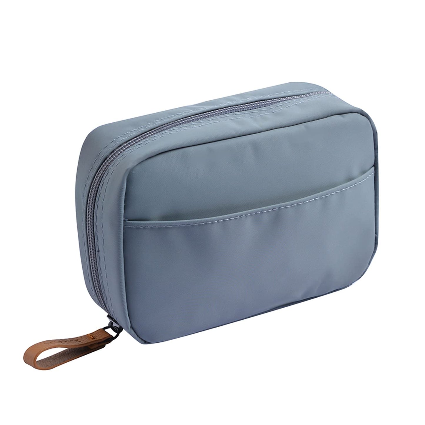 Half Moon Cosmetic Beauty Bag for Purse Travel Handy Makeup Pouch for Women Girls (Grey-Blue)