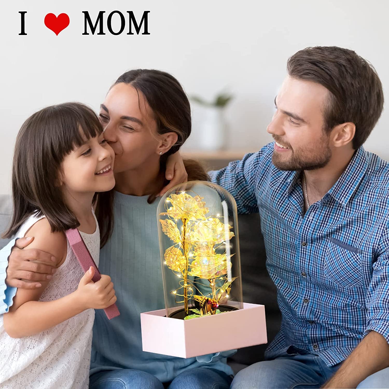 Mothers Flowers Gifts for Mom,Birthday Gifts for Women,Beauty and the Beast Rose,Colorful Rainbow Light up Rose in a Glass Dome Mom,Women,Wife'S,Grandma