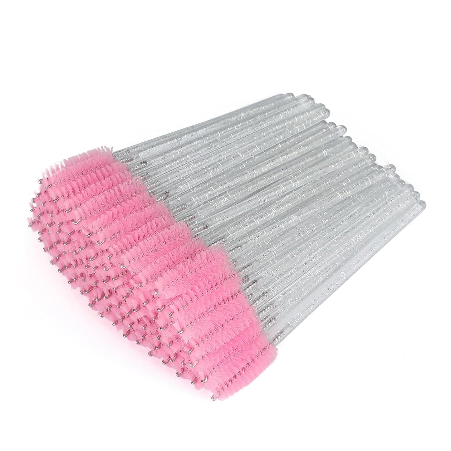 100PCS Disposable Eyelash Brushes, Mascara Wands Applicator Makeup Kits, Eyelash Spoolies Brushes for Eyelash Extensions and Eyebrows (Rose)