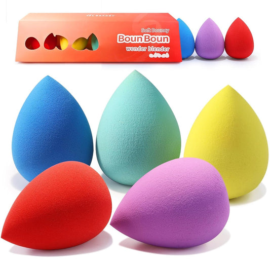 Makeup Sponge 5 Pcs Set, Latex-Free Boun Boun Beauty Sponge for Blending, Makeup Sponges for Foundation, Liquid, Cream and Powder. Blender for Enhanced Make up Application