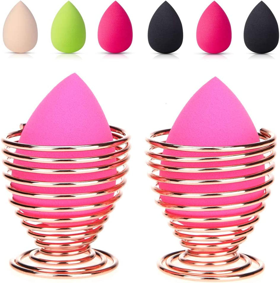Beauty Sponge Blender Holder,(2 Pack Silver) Makeup Sponge Drying Stand Storage Egg Powder Puff Display Stand