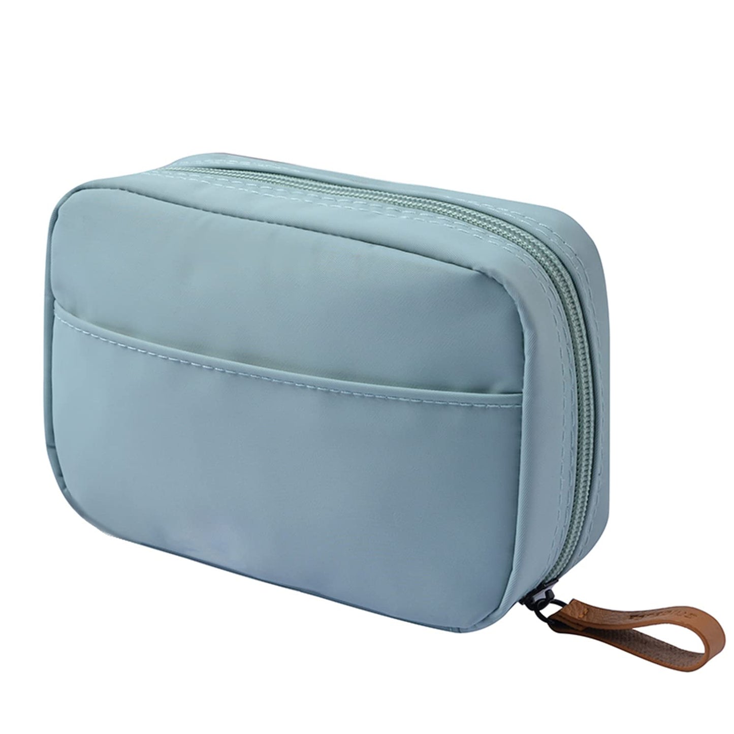 Half Moon Cosmetic Beauty Bag for Purse Travel Handy Makeup Pouch for Women Girls (Grey-Blue)