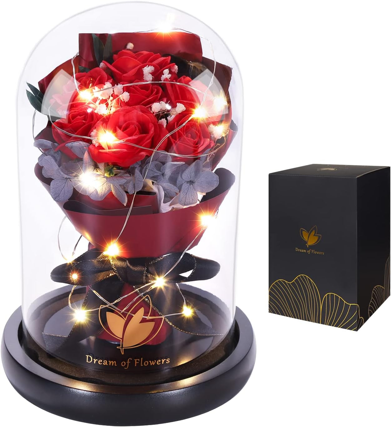Mothers Flowers Gifts for Mom,Birthday Gifts for Women,Beauty and the Beast Rose,Colorful Rainbow Light up Rose in a Glass Dome Mom,Women,Wife'S,Grandma